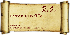 Rednik Olivér névjegykártya